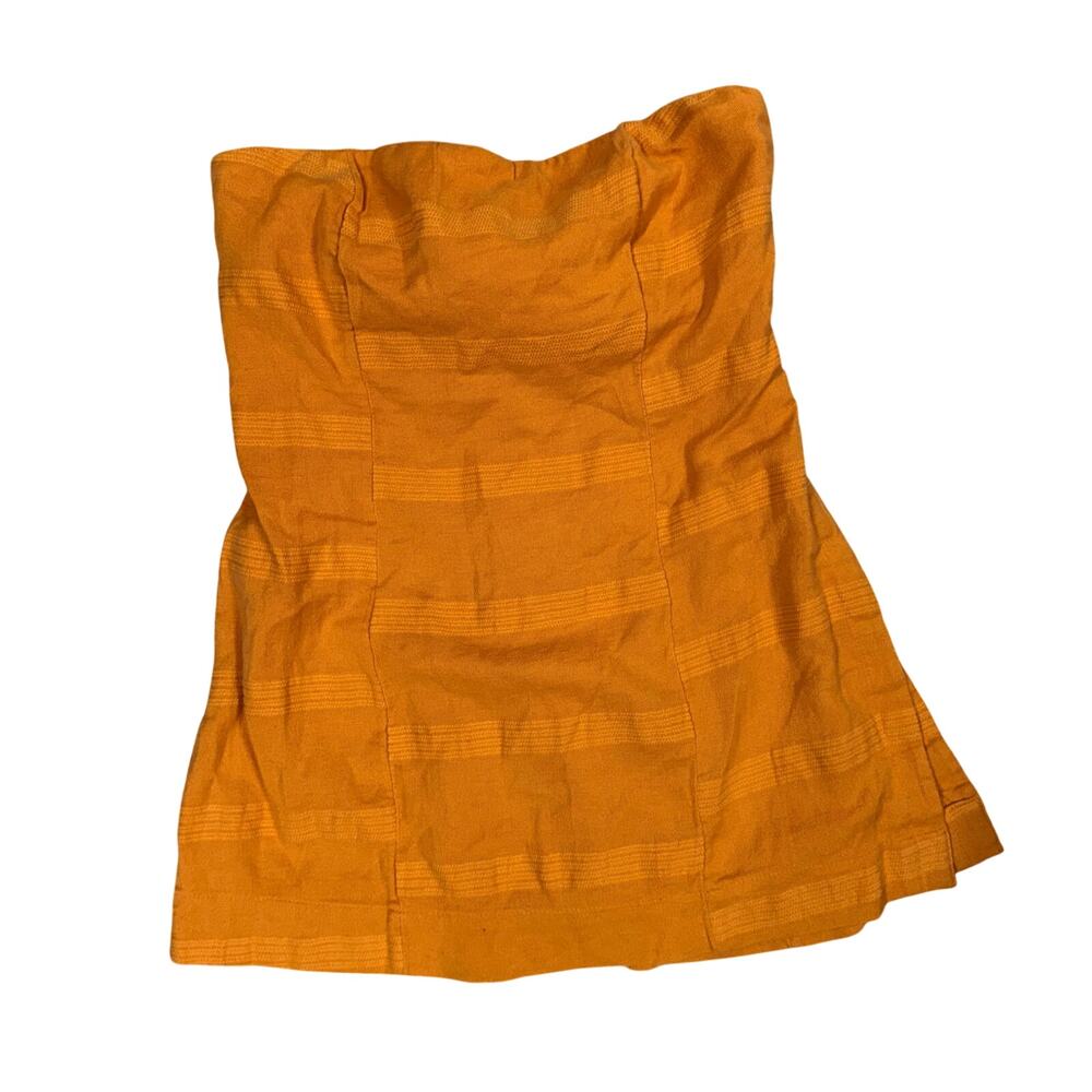 Free People This Is Love Strapless Top Tie Back Linen Blend M Bohemian